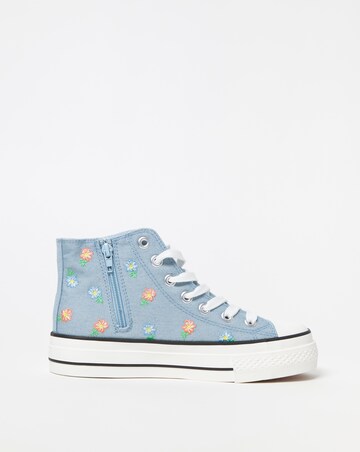 Hola Hi Top Embroided Trainer - Wide Fit (E)