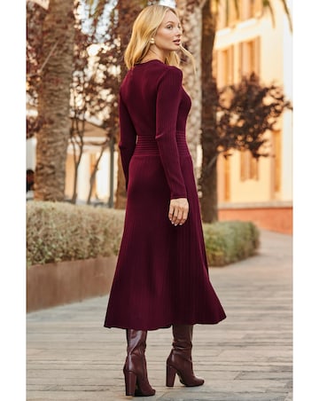 Sosandar V Neck Button Detail Fit and Flare Midaxi Dress