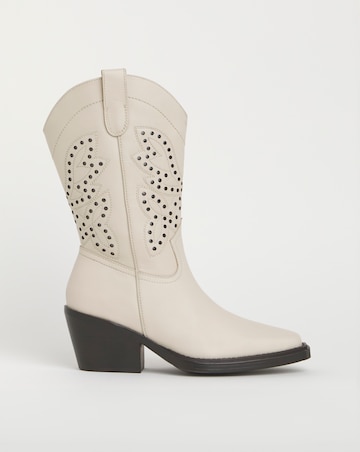 Daytona Punch Detail Leather Western Boots Extra Wide EEE Fit Standard Calf