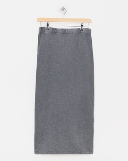 Grey Acid Wash Midi Skirt