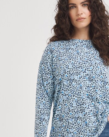 Printed Slouch Long Sleeve Longline Top