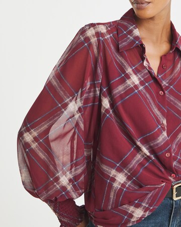 Printed Georgette Volume Sleeve Shirred Cuff Shirt