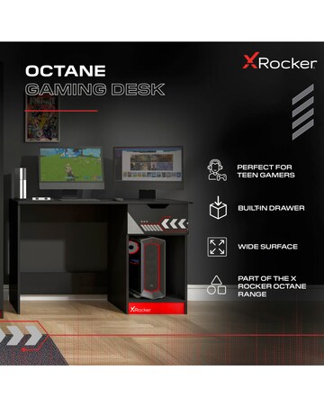 Octane Gaming Desk with Drawer Red