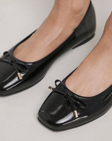 Evar Square Toe Ballerina Shoes - Wide Fit (E)