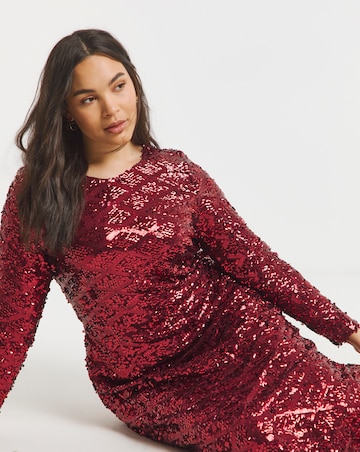 Lovedrobe All Over Sequin Maxi Dress With Thigh Split