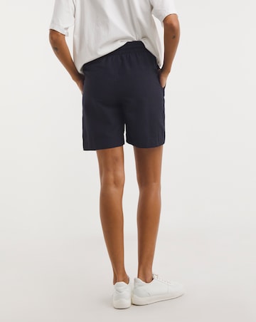 Navy Linen Mix Shorts