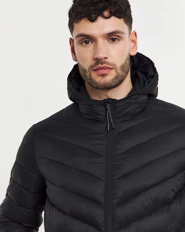 Black Lightweight Hooded Padded Jacket
