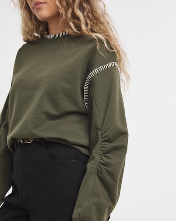 Simply Be Khaki Whipstitch Detail Oversized Sweatshirt