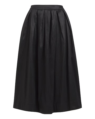 Black Taffeta Woven Full Maxi Skirt
