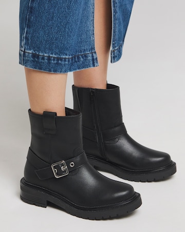 Vada Classic Multi Buckle Biker Boots - Wide Fit (E)