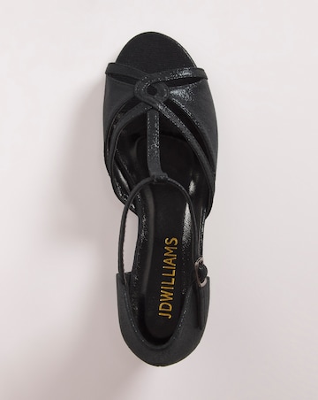 Closed Back T Bar Wedge Occasion Sandal - Wide Fit (E)