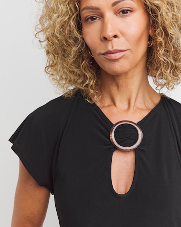 Buckle Front Jersey Midi Dress