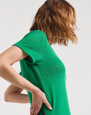 Crochet Short Sleeve V Neck Midi Dress