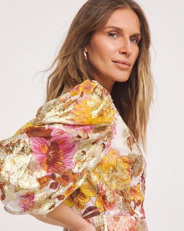 Jo by Joanna Hope Tie Waist Floral Jacquard Maxi Dress