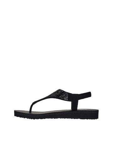 Skechers Black Meditation Toe Post Sling Back Sandals -Standard Fit (D)