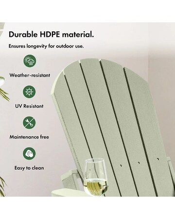 VonHaus Westport Green Adirondack Wooden Garden Lounge Chair