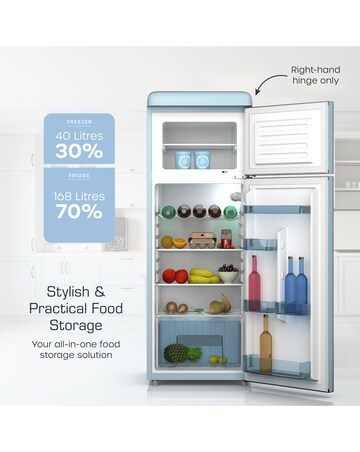 Swan SR11010BLNE Retro 30/70 Top Mounted Fridge Freezer - Blue
