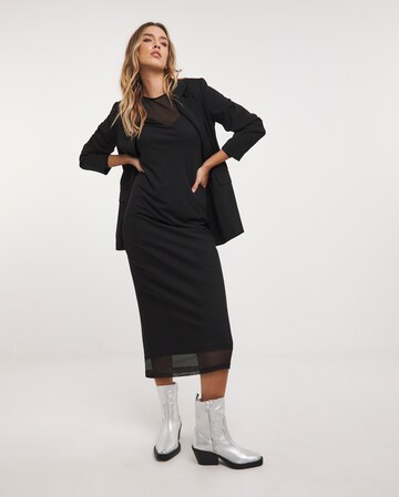Black Long Sleeve Mesh Midaxi Column Dress