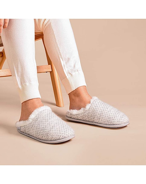 Totes Ladies Sparkle Knit Swept Back Mule Slippers