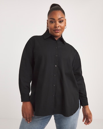 Black Relaxed Cotton Poplin Shirt