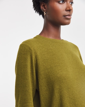 Olive Soft Touch Ribbed Half Sleeve T-Shirt