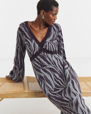 Lace Trim Long Sleeve Tea Dress