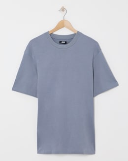 Relaxed Fit Supima Crew Neck T-Shirt- Steel Blue