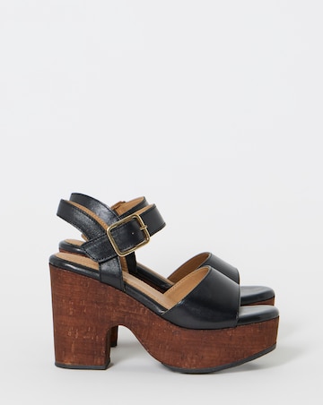 Gaga Leather Cork Platform Sandals - Wide Fit (E)
