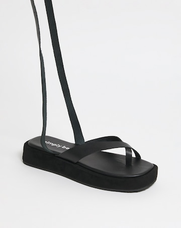 Faye Toe Post Ankle Tie Flatform Sandals - Wide Fit (E)