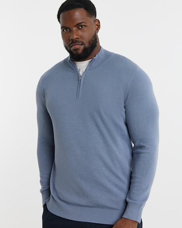 Cotton 1/4 Zip Funnel Knit Top