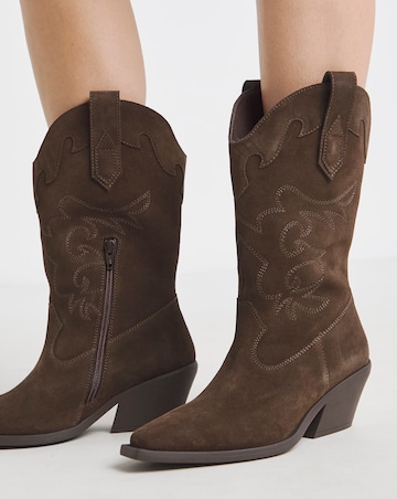 Hydra Embroidered Leather Western Boots - Extra Wide Fit (EEE) & Standard Calf