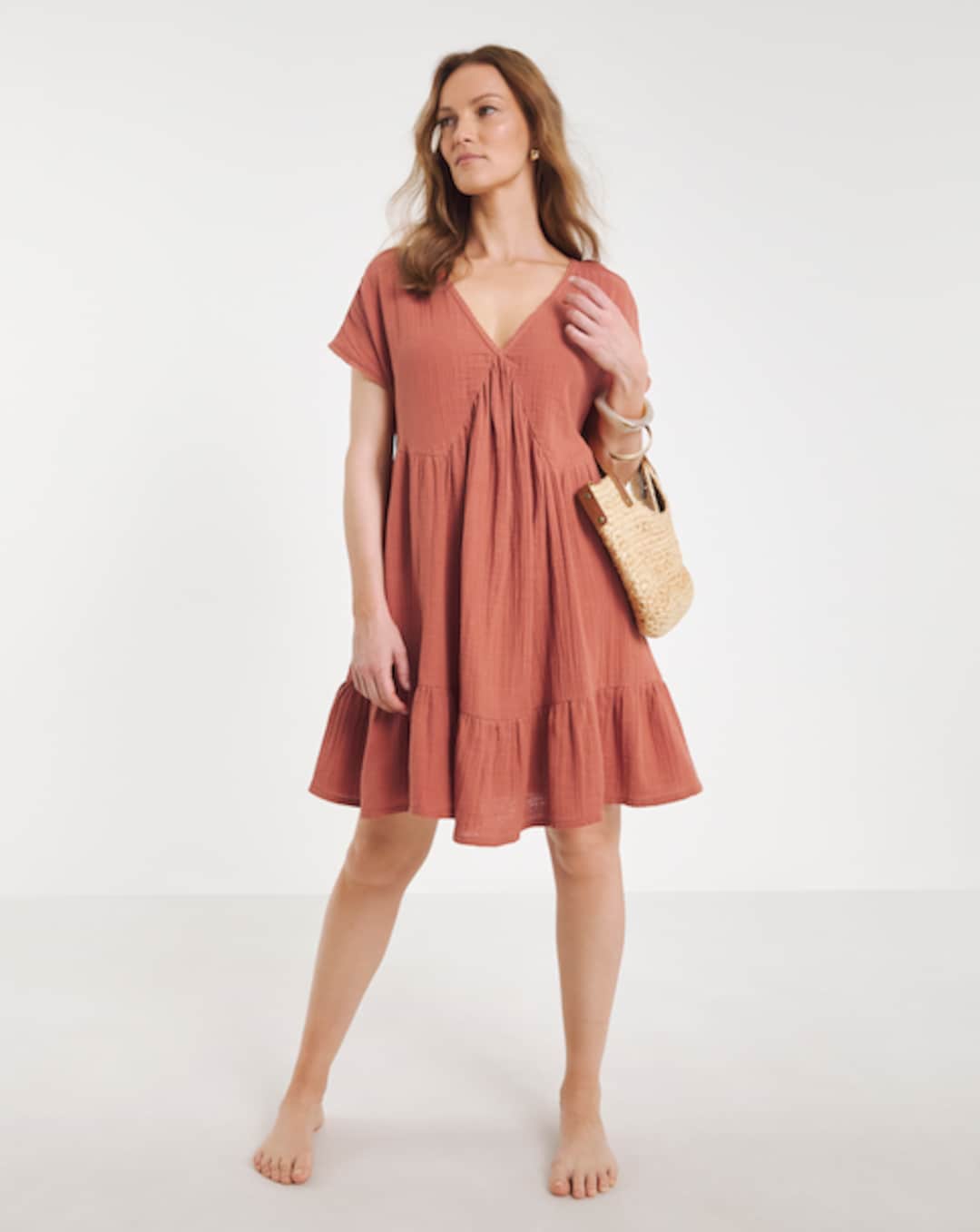 Brown Fabric Cheesecloth Beach Dresses | Beachwear | Ambrose Wilson