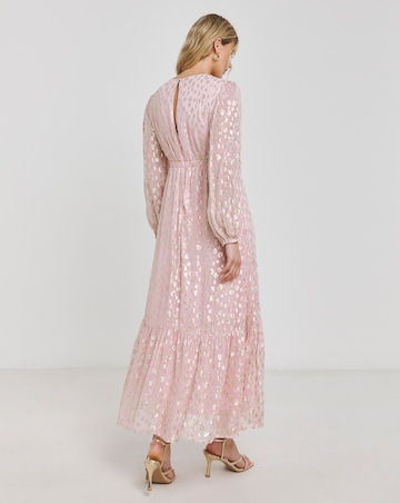 Boutique Pink Jacquard V-Neck Maxi Dress