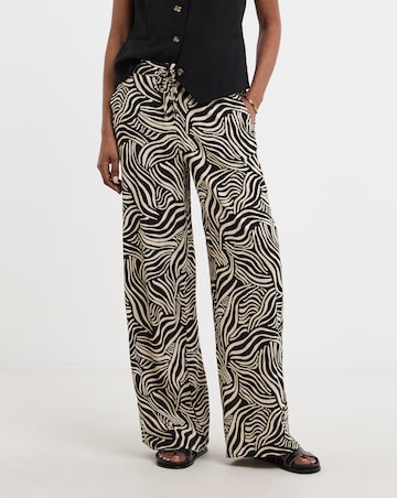 Mono Print Wide Leg Trousers