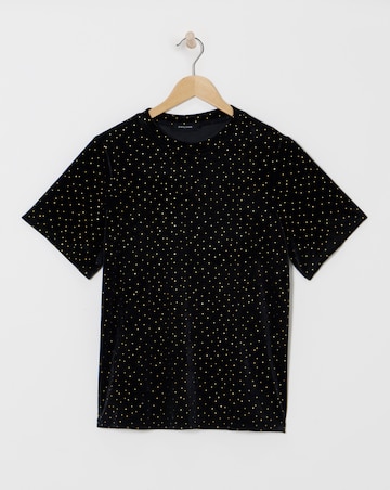 Black Short Sleeve Velvet Heatseal Top