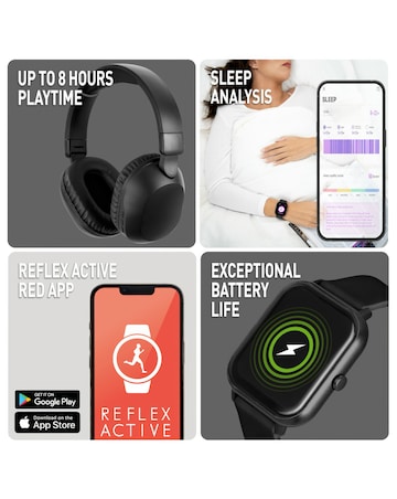 Reflex Active Nexus Black Calling Smart Watch and Headphone Set