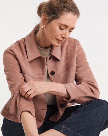 Blush Suedette Trucker Jacket