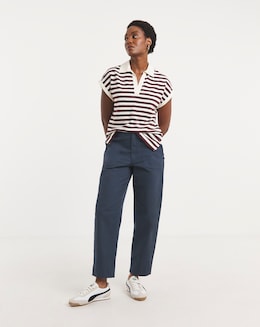 Cotton Rich Barrel Leg Trouser with Stretch