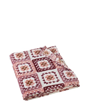 Catherine Lansfield Crochet Print Fleece Throw