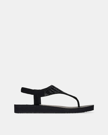 Skechers Black Meditation Toe Post Sling Back Sandals -Standard Fit (D)
