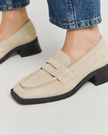 Westerly Low Block Heel Suede Loafers - Wide Fit (E)