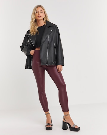 Seam Detail High Waist Stretch PU Leggings