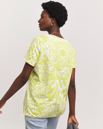 Lime Print Short Sleeve Bubble Hem Top