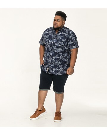 D555 Big And Tall Truro Hawaiian Ao Print S/S Button Down Collar Shirt - Navy