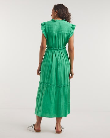 Cheesecloth Smock Dress With Shirred Shoulder