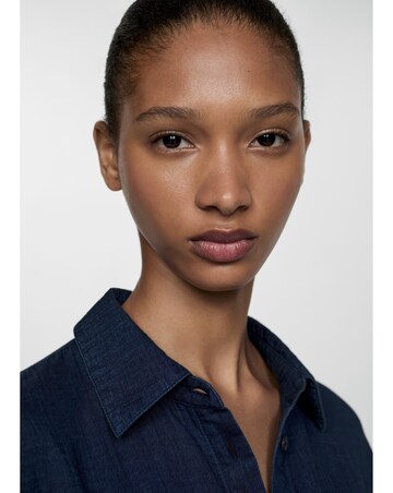 Mango Textured Cotton Navy Jumpsuit