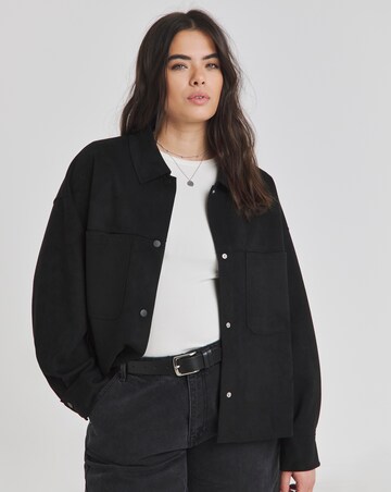 Simply Be Black Suedette Cropped Shacket