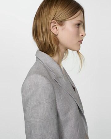 Mango Houndstood Linen Jacket Blazer