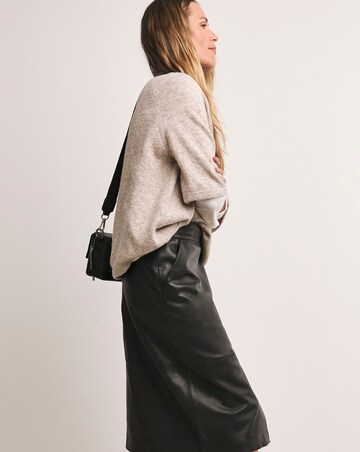 Anthology Black Leather Midi Skirt