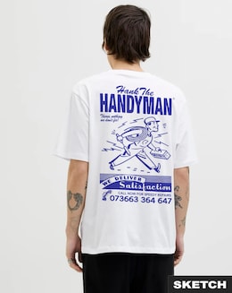 Jack & Jones Handyman Hank Back Graphic T-Shirt - White